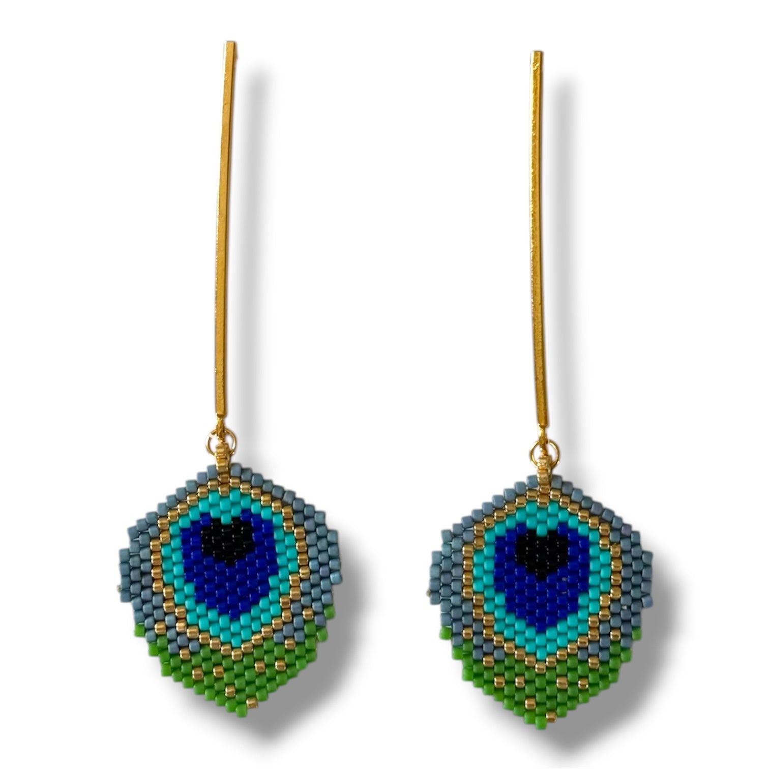 Peacock feather earrings