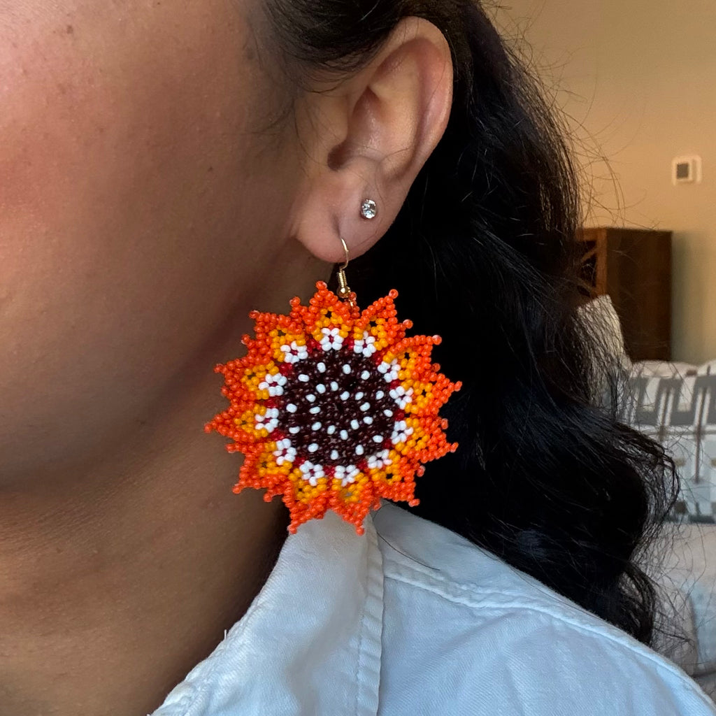 Orange Sunflower Earrings